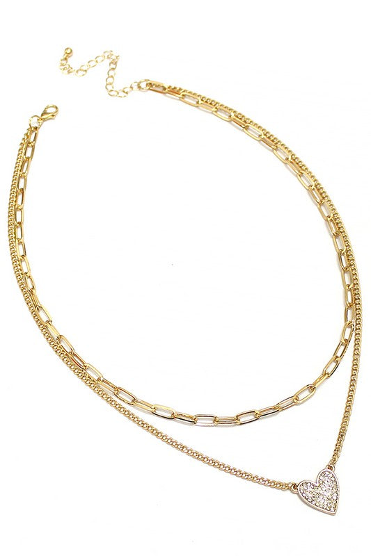 Layered Heart Pendant Necklace
