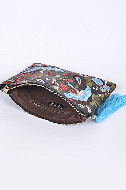 Embroidered Tassel Handbag