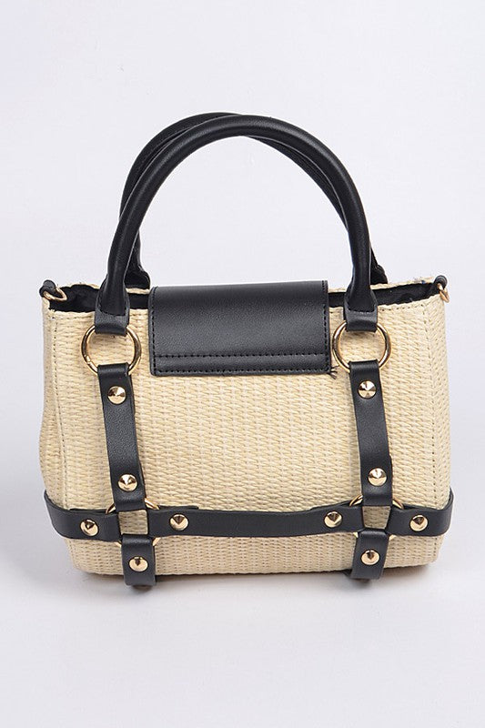 Studded Straw Handbag