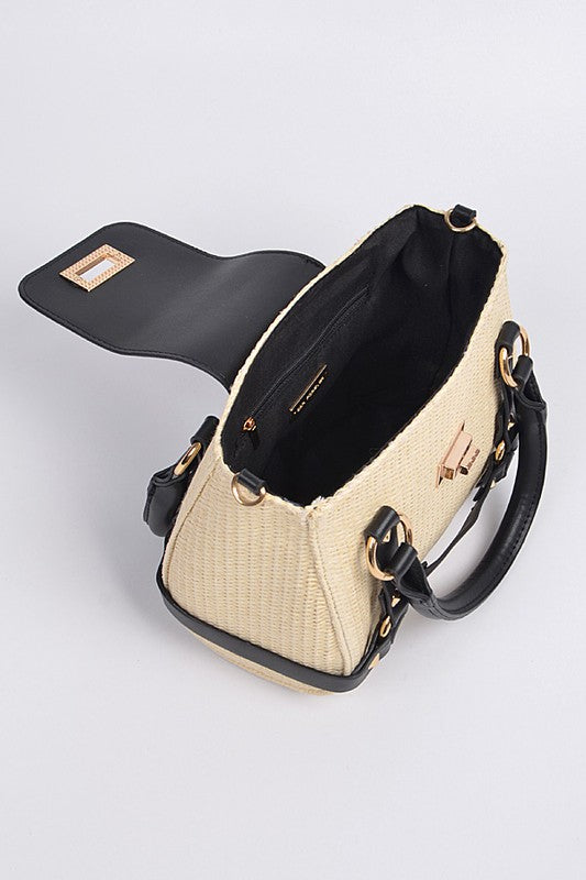 Studded Straw Handbag