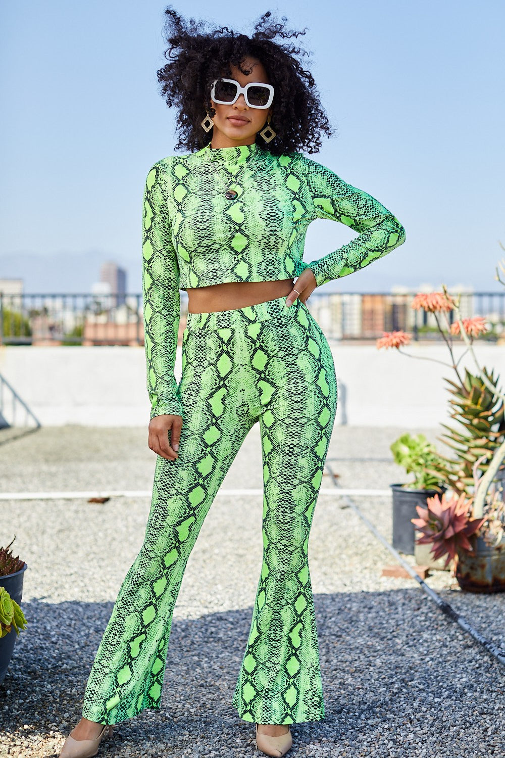 Neon Snake Print 2-PC Set