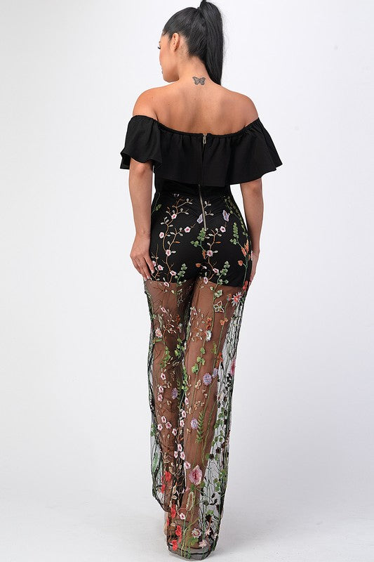 Floral Embroidery Jumpsuit