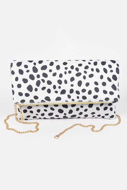 Faux Leo Skin Folded/Crossbody Handbag