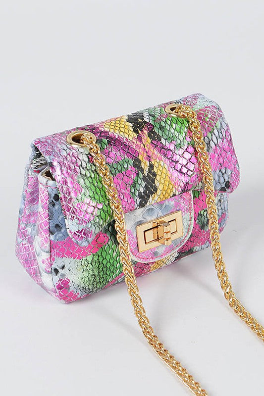 Rainbow Snakeskin Mini Handbag