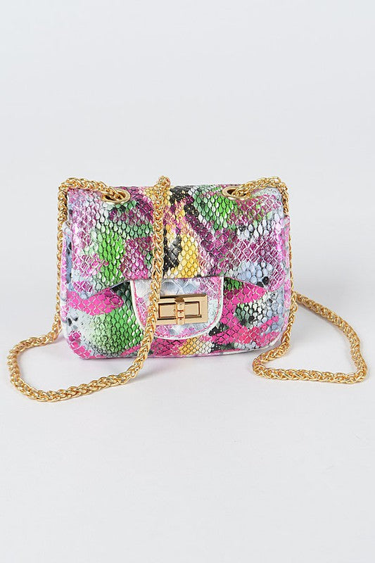 Rainbow Snakeskin Mini Handbag