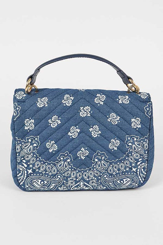 Paisley Quilted Denim Handbag