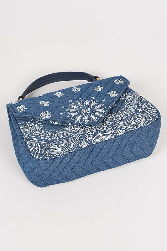 Paisley Quilted Denim Handbag