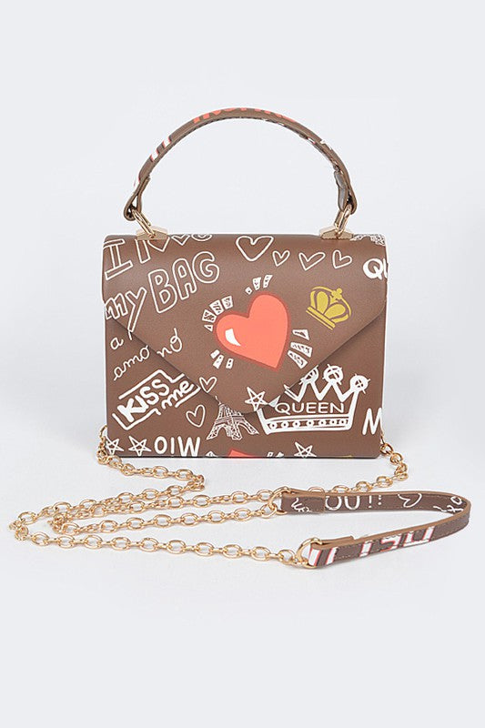 Paris Graffiti Flap Handbag