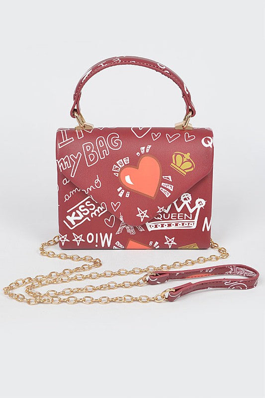 Paris Graffiti Flap Handbag