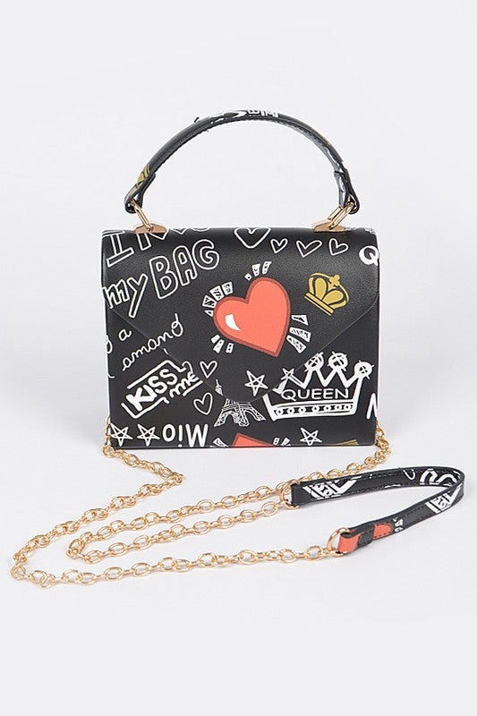 Paris Graffiti Flap Handbag