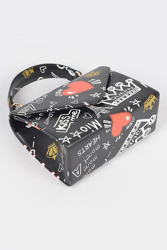 Paris Graffiti Flap Handbag