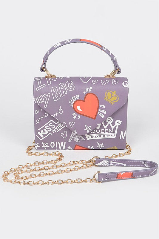 Paris Graffiti Flap Handbag