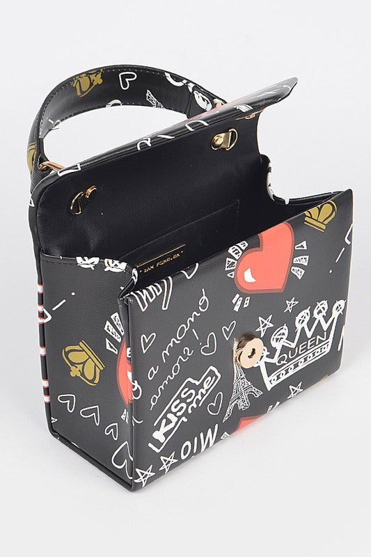 Paris Graffiti Flap Handbag