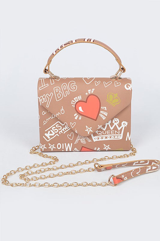 Paris Graffiti Flap Handbag