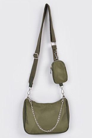 Nylon Handbag w/ Mini Pouch