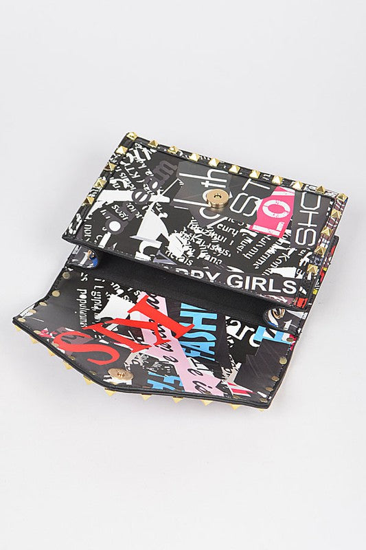 Studded Graffiti Handbag