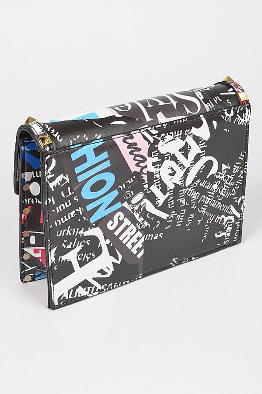 Studded Graffiti Handbag