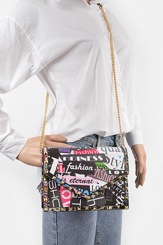 Studded Graffiti Handbag
