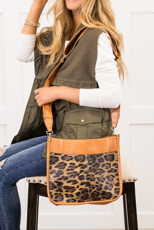 Faux Cheetah Crossbody Handbag
