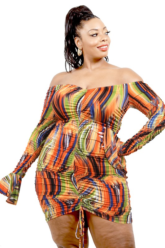 Ruffle Cuff Curve Mini Dress