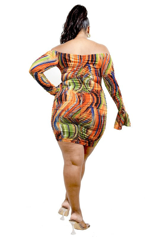Ruffle Cuff Curve Mini Dress