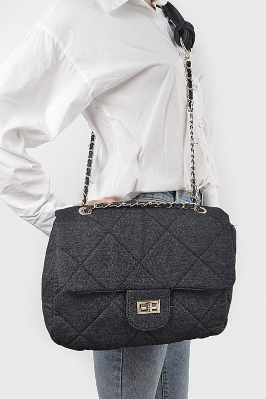 Quilted Denim Crossbody Bag