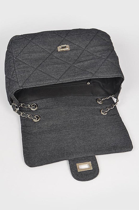 Quilted Denim Crossbody Bag