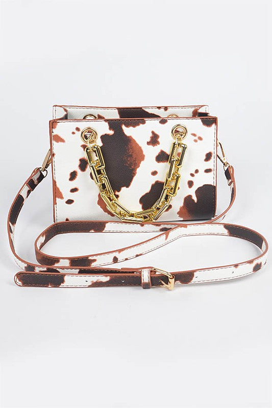 Cow Print Crossbody Handbag
