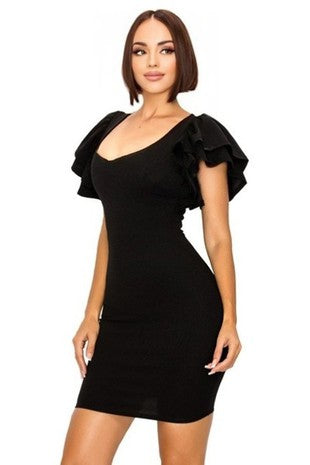 Ruffle Sleeve Mini Dress