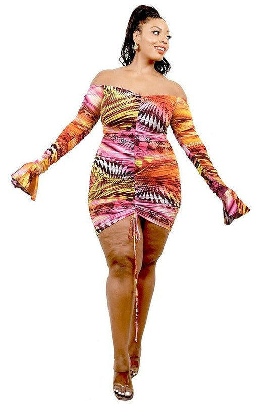 Ruffle Cuff Curve Mini Dress