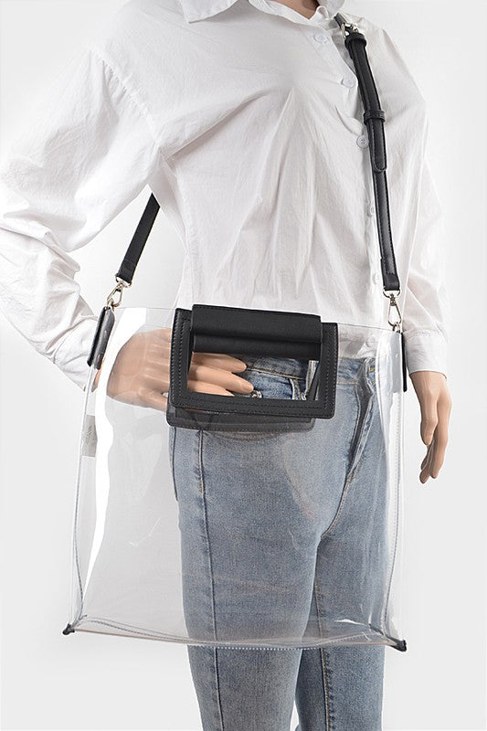 Color Block Tote/Crossbody Handbag