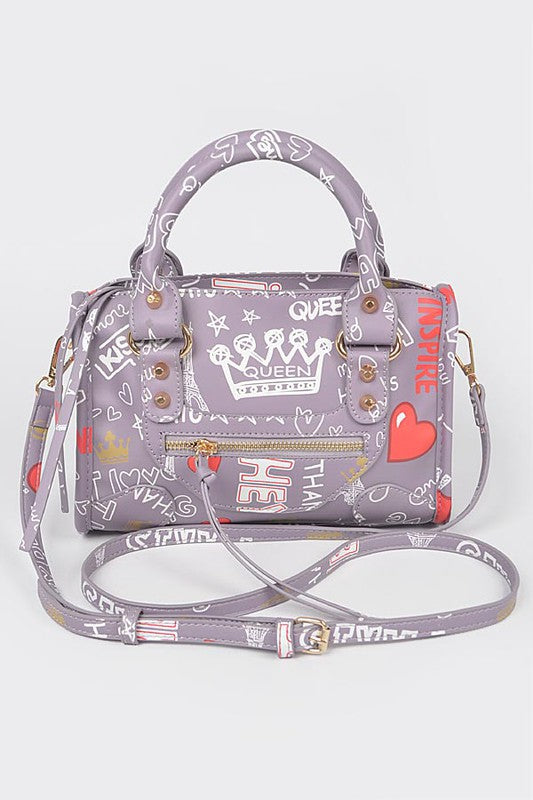 Paris Graffiti Top Handle Handbag