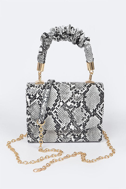 Snake Wrinkle Top Flap/Crossbody Handbag