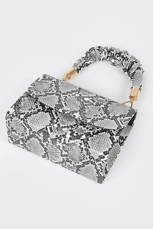 Snake Wrinkle Top Flap/Crossbody Handbag