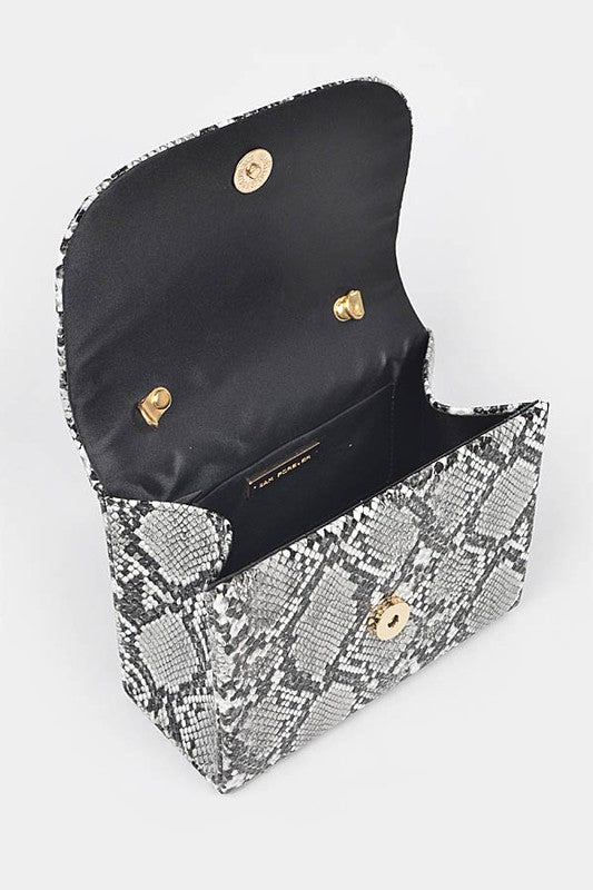 Snake Wrinkle Top Flap/Crossbody Handbag