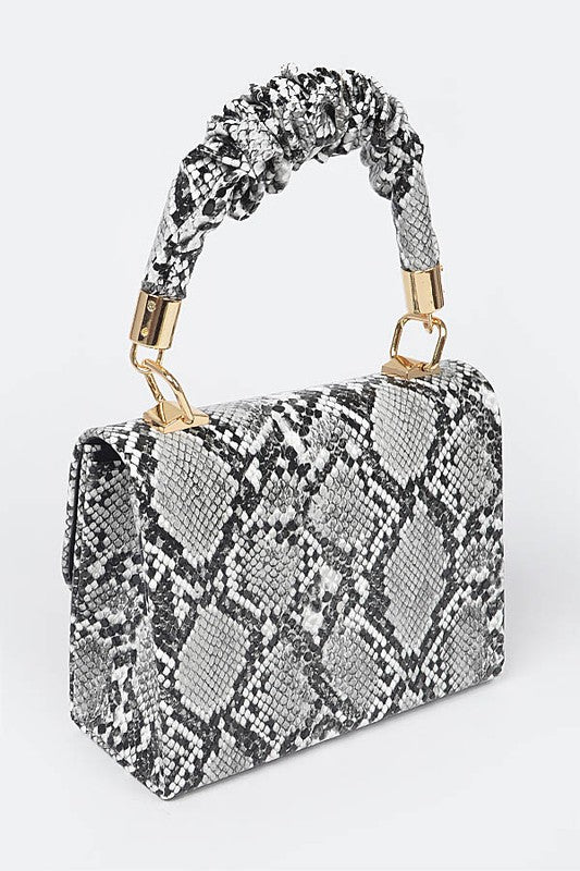 Snake Wrinkle Top Flap/Crossbody Handbag