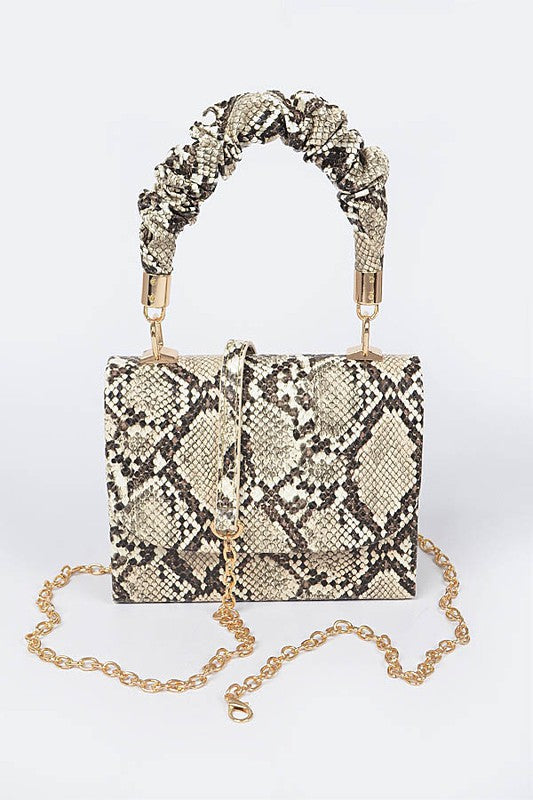 Snake Wrinkle Top Flap/Crossbody Handbag