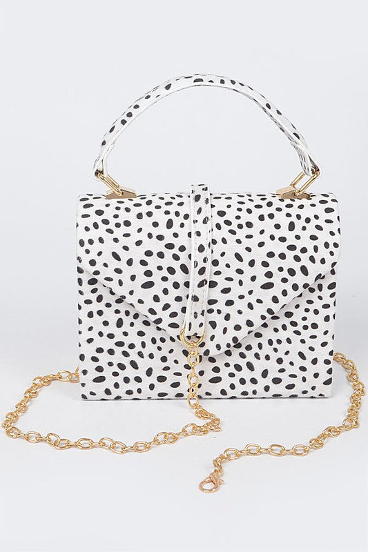 Faux Cheetah Skin Flap/Crossbody Handbag