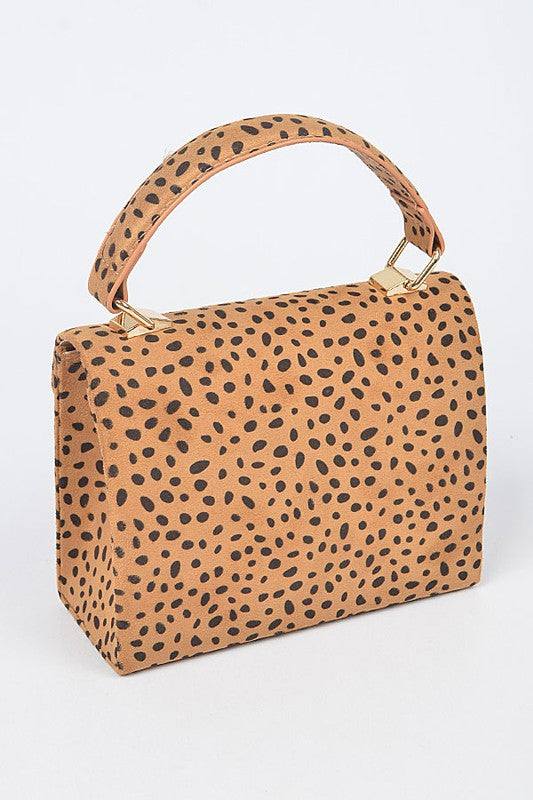 Faux Cheetah Skin Flap/Crossbody Handbag