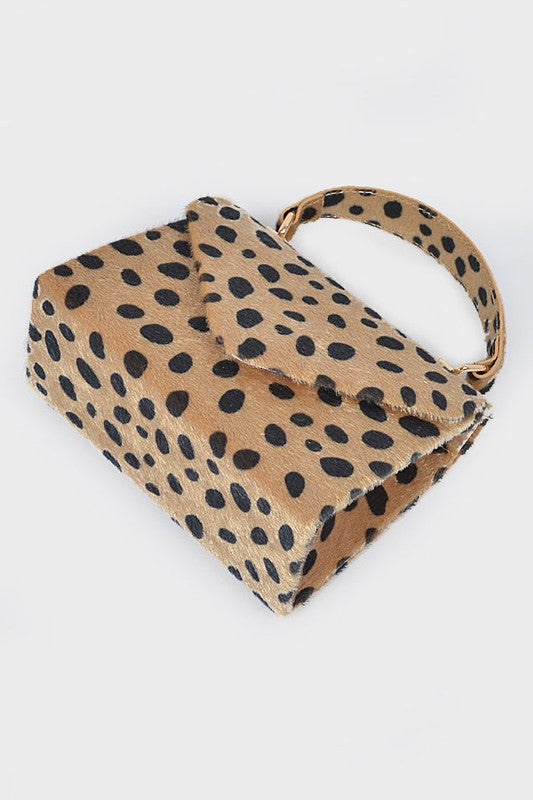 Faux Leo Skin Flap/Crossbody Handbag