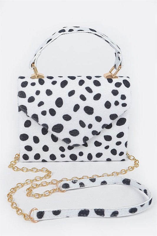 Faux Leo Skin Flap/Crossbody Handbag
