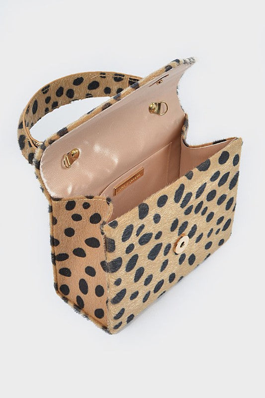 Faux Leo Skin Flap/Crossbody Handbag