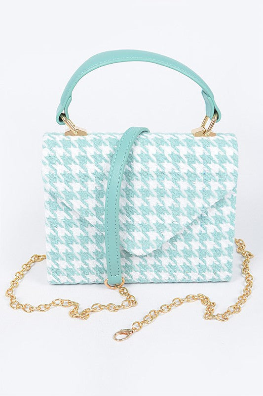 Tweed Houndstooth Handle Handbag