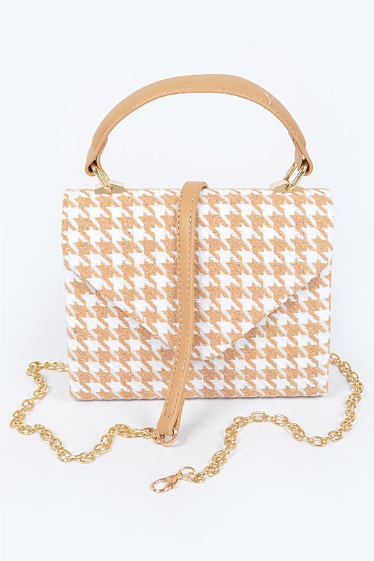 Tweed Houndstooth Handle Handbag