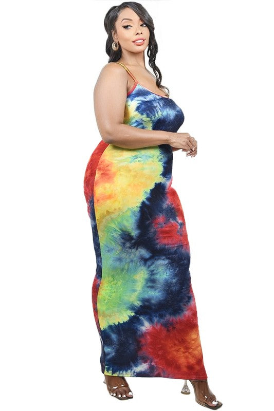Tie Dye Curve Maxi Dress