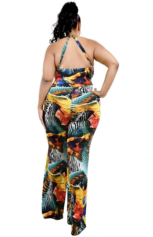 Tropical Cross Wrap Curve Jumpsuit