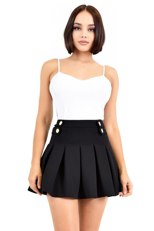 Gold Accent Pleated Skirt
