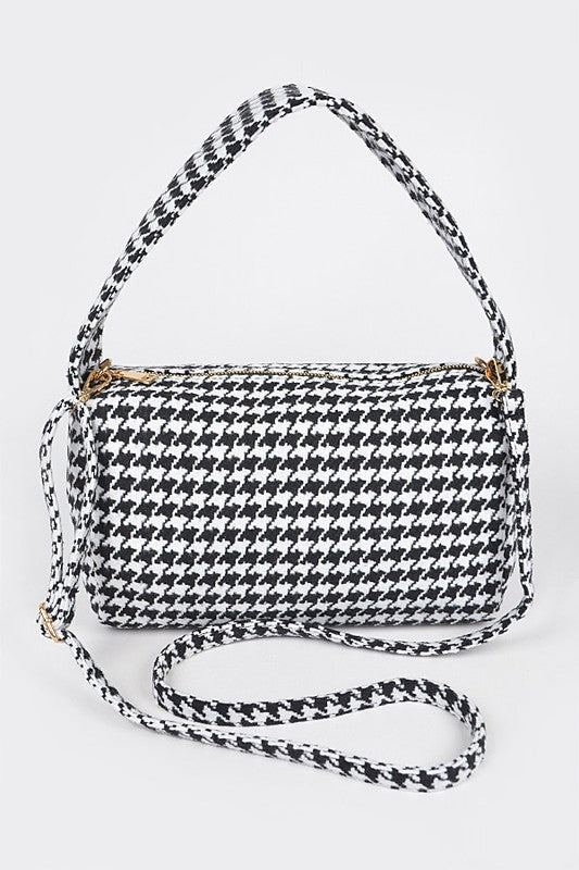 Knit Houndstooth Shoulder/Crossbody Handbag