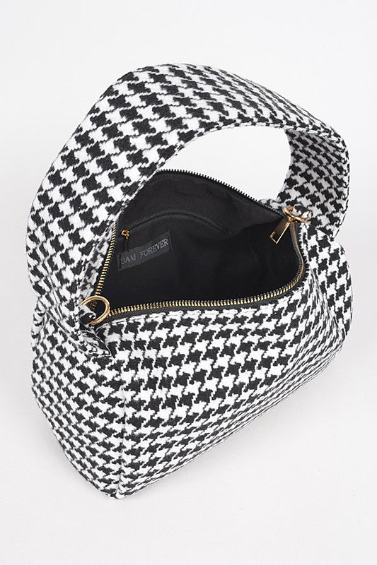 Knit Houndstooth Shoulder/Crossbody Handbag