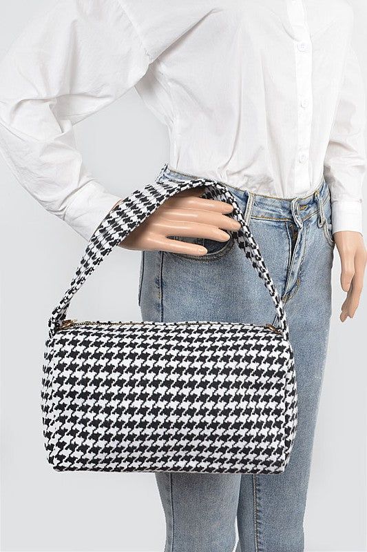 Knit Houndstooth Shoulder/Crossbody Handbag